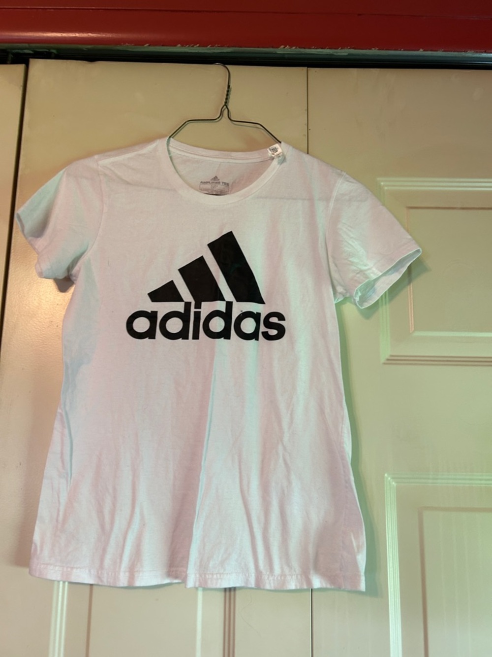 adidas White Short Sleeve Tee with Black Logo